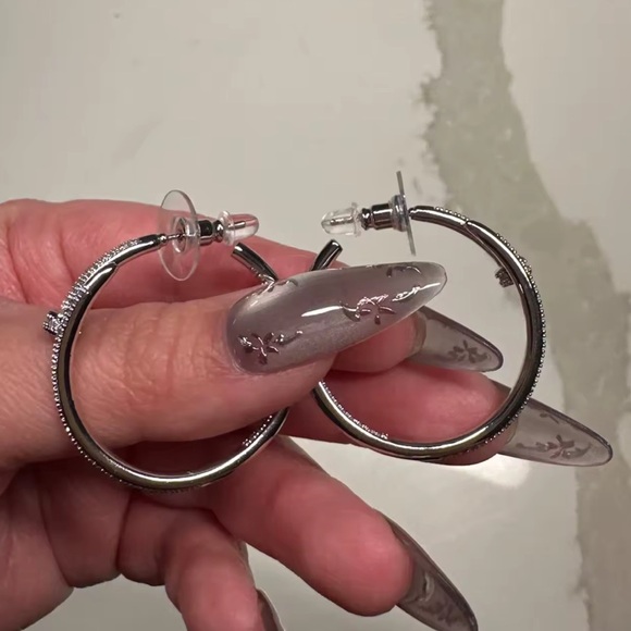 Just Un Clou Silver Crystal Nail Earrings - Picture 12 of 14